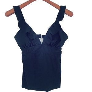 Kona Sol Black Swimsuit Tankini Top Size Small NWT